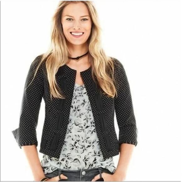 CAbi 14 Womens Black/White Seaside Chic Shoulder Pad Cropped Career Jacket - Picture 1 of 10